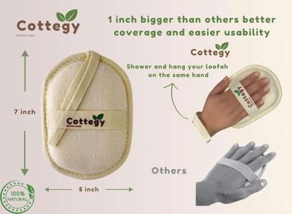Cottegy Egyptian Loofah Exfoliating Scrubber with Easy Handle and Body Scrubber - Image 3