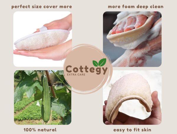 Cottegy Egyptian Loofah Exfoliating Scrubber with Easy Handle and Body Scrubber - Image 9