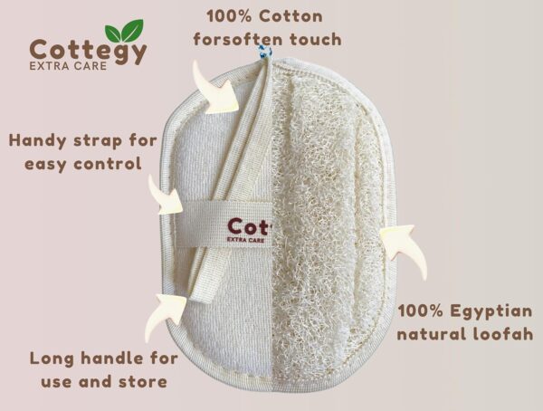 Cottegy Egyptian Loofah Exfoliating Scrubber with Easy Handle and Body Scrubber - Image 6