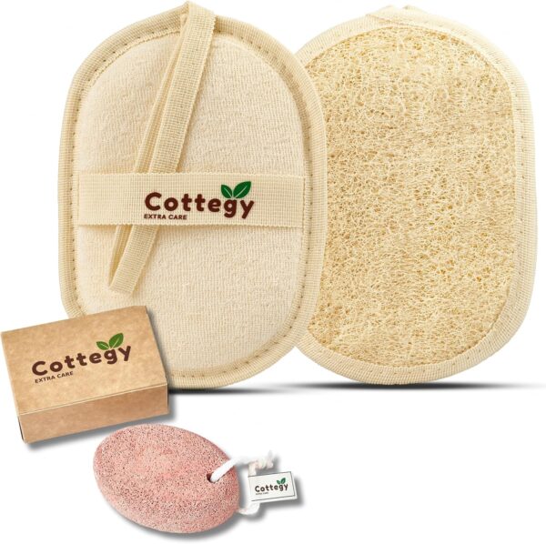 1PC Cottegy Egyptian 100% Natural Loofah Exfoliating Scrubber